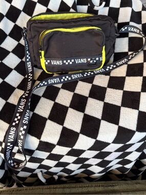 Vans Black Crossbody Bag with Neon Yellow Trim